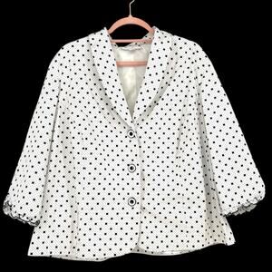 DRESSBARN Kitschy Polka Dot Swing Jacket 2X Quaint Festival Retro Ruffled